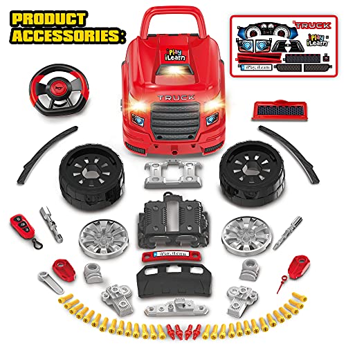 iPlay, iLearn Large Truck Engine Toy, Kids Mechanic Car for Toddler Age 3-5