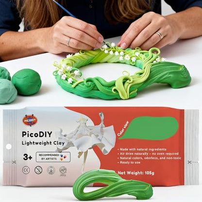 Air Dry Clay Lightweight, Flexible Modeling Clay for Adults Arts and Crafts - color: Light Green