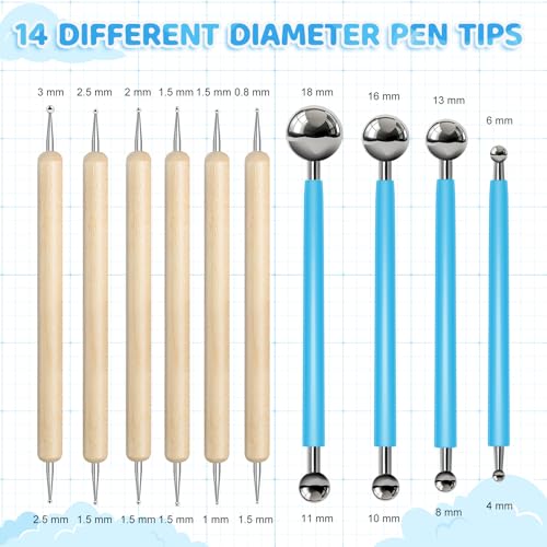 60 Pcs Mandala Dotting Tools for Painting Metal Embossing Tools for Rock Painting