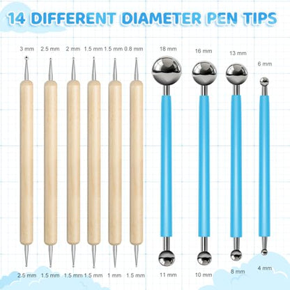 60 Pcs Mandala Dotting Tools for Painting Metal Embossing Tools for Rock Painting