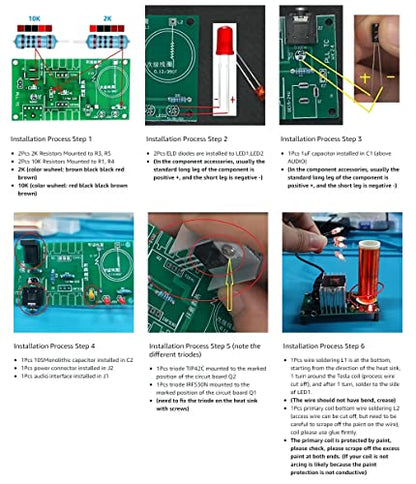 WWZMDiB Mini DIY Tesla Coil Kit Practice Soldering Project Electronic Kit for Adults which can Sing, wirelessly Transmit Electricity, Light Fluorescent Lamps, and Have Wonderful arcs.