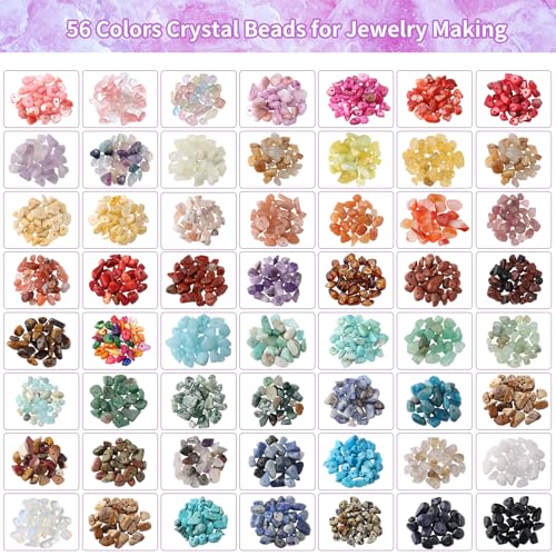 Quefe 56 Colors 1800pcs Crystal Beads Jewelry Making Supplies Kit - color: 56 Colors