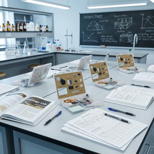 Mineral ID Kit Rock Mineral Identification Kit - Includes Streak Plates, Glass Plate, Magnet, Dropper Bottle, Nail, Hand Lens, Cooper Sheet, Rock & Mineral Geology Kit