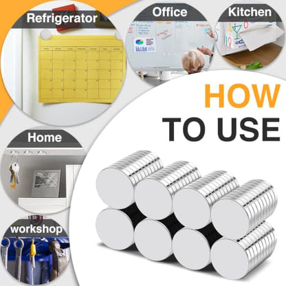 TRYMAG 80Pcs Small Round Magnets,12x2mm Refrigerator Magnet - size: 12x2mm-80Pcs