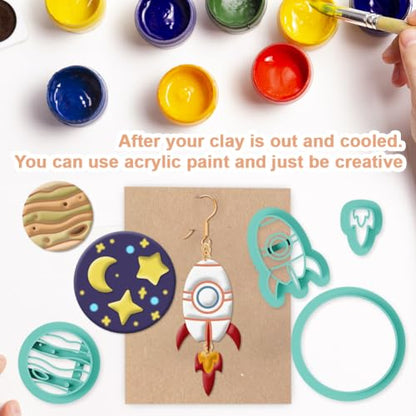 15Pcs Space Polymer Clay Cutters Cosmic Clay Earrings Cutters Astronauts Polymer Jewelry Cutter for Earrings Making Birthday Party DIY Supplies - style: Astronaut