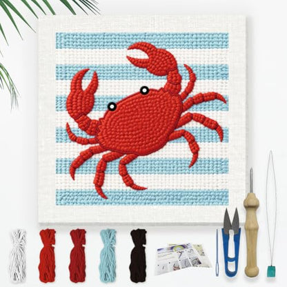 DOODLREAM Cute Crab DIY Punch Needle Embroidery Kit for Beginner - color: Crab
