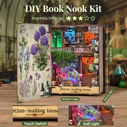 MiniCity Potion-Making DIY Book Nook Kit, Miniature House Puzzle with LED - color: Potion-making Edition