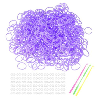 MECCANIXITY 1800 Pcs Loom Rubber Bands Kit with 75 Pcs S-Clips 3-Hooks Rubber Bands Refill Bracelet Making Kits for Weaving DIY Handcrafts Gift, Light Purple - color: Light Purple