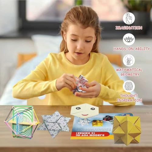 STEM Educational 3D Paper Folding Math Puzzles Set - M?bius Strip & Face-Changing Hexagon - color: Pink