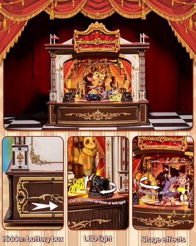 CUTEBEE 3D Wooden Puzzles with Music Box,Miniature House Kit, 413 Pcs - color: Animal Carnival