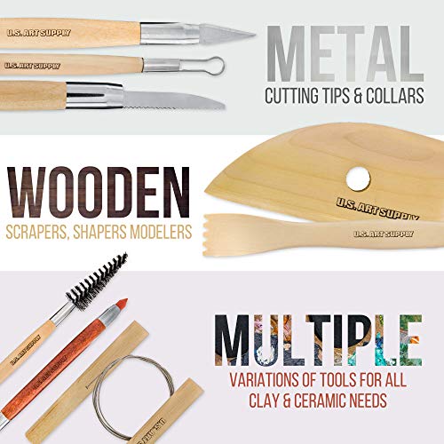 U.S. Art Supply Pottery & Clay Tools Set (53-Piece) - size: 53-Piece with Plastic Case