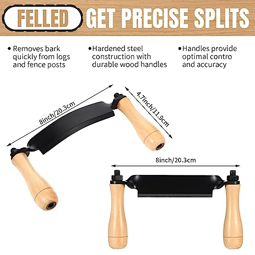 WILLBOND 2 Pcs 8 Inch Draw Knife Straight, Curved, Wood Debarking Tool - size: 8 Inch
