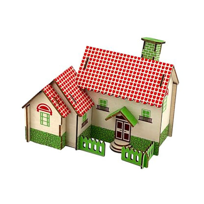Log Cabin 3D Wooden House Puzzle,DIY Mini Building Model Kit，014 - color: 014