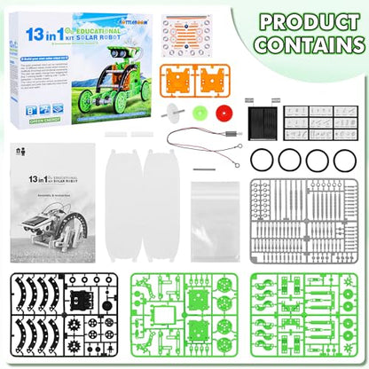 STEM 13-in-1 Education Solar Power Robots Toys for Boys Age 8-12 - color: Green