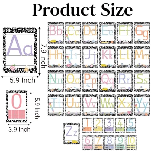 37 Pcs Composition ABC Alphabet for Classroom Wall ABC Posters and 0-10 Number Line Cards Letters for Composition Notebook Classroom (Composition ABC) - color: Composition Abc