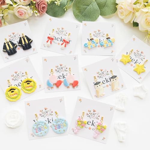 Graduation Polymer Clay Cutters & Stamps Set - 19pcs 0-9 Numbers, GARD/2026 Seals, Owl, Cap, Gown, Balloon for DIY Earring Jewelry, Soft Clay Crafts & Class Party Supplies - color: 2M color