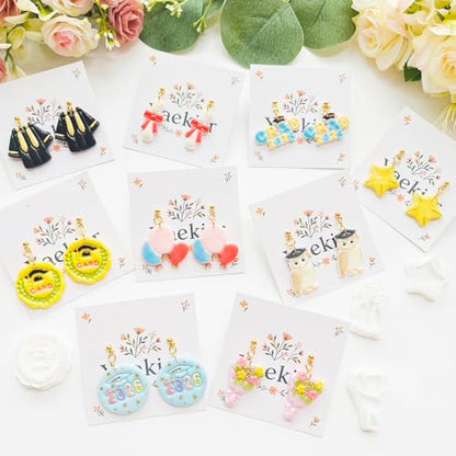 Graduation Polymer Clay Cutters & Stamps Set - 19pcs 0-9 Numbers, GARD/2026 Seals, Owl, Cap, Gown, Balloon for DIY Earring Jewelry, Soft Clay Crafts & Class Party Supplies - color: 2M color
