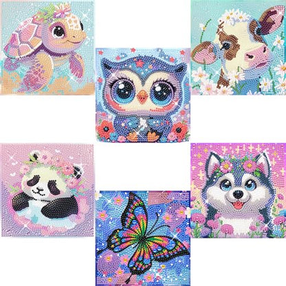 6 Pack Diamond Painting Kits for Kids Teens, Diamond Art for Kids 6X6 Inch - color: 6 Pack-Animals