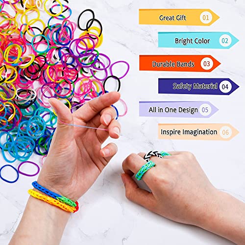 INSCRAFT Rubber Band Refill Kit: Over 11000 Rubber Bands, 28 Colors with Container, 600 Clips, 200 Beads, 52 ABC Beads, Premium Bracelet Making Refill Kit for Girls Kids Gift DIY Craft