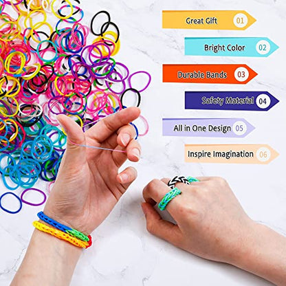 INSCRAFT Rubber Band Refill Kit: Over 11000 Rubber Bands, 28 Colors with Container, 600 Clips, 200 Beads, 52 ABC Beads, Premium Bracelet Making Refill Kit for Girls Kids Gift DIY Craft