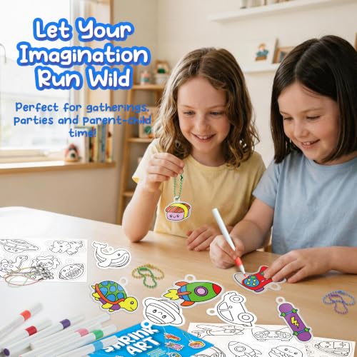 Piano Potato DIY Shrink Art Craft Kit for Kids Ages 6-12 - 30 Pre-Cut Charms & Keychains Making Kit, Mess-Free Creative Activity, Birthday Gift for Boys and Girls 6 7 8 9 10 Years Old - color: blue