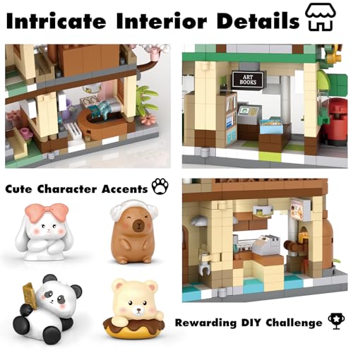 Panda Bookstore Mini Micro Building Blocks Toy Set - color: Panda Bookstore