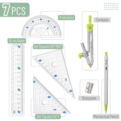 Mr. Pen- Geometry Set, 7 pcs, Compass for Geometry Compass Math