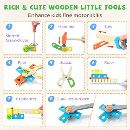 Kids Tool Set Toy with Drill, Montessori Toys for Age 3+ Years Old Boy Girl