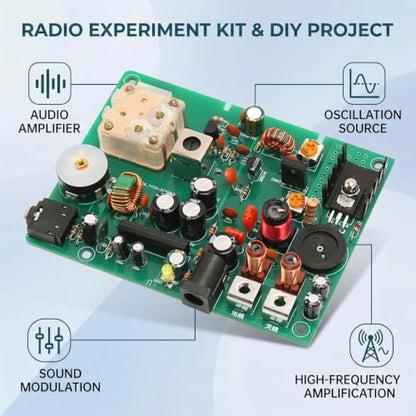 Radio Medium Wave Transmitter DIY Kit 530‑1600KHZ, AM Transmitter Adjustable Frequency with Sound Amplification, School Experiment Educational Electronics Kit