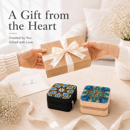 2 PC Diamond Art Jewelry Boxes for Adults Craft Kits Women Bedazzling Kit - color: Mandala Square