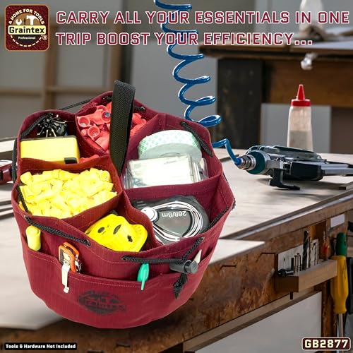 Graintex 18 Pockets Grab Bag Rip-stop Canvas Drawstring Closure, Small Part Organizer Pouch, Small Tools, Screws, Parts, Parachute Tool Bag for Efficient Storage - Burgundy - color: Burgundy