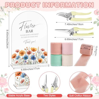 DERTE 57 Pcs Flower Bar Supplies Kit with Acrylic Flower Bar Sign