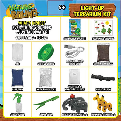 Nature Bound Light-Up Terrarium Kit with LED Light for Kids - Includes Puppy Animal Theme - STEM Science Kit for Boys & Girls - Plant Gardening Gifts for Children (Green)
