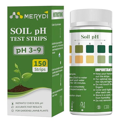 Soil pH Test Kit,150 Test Strips(3-9 Range) for Testing Garden