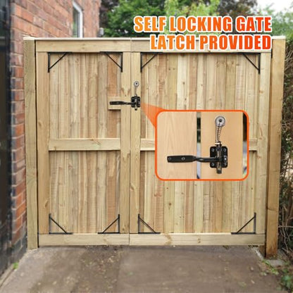 Mofeez Gate Corner Brace Bracket No Sag Kit for Shed Doors Driveway Gates Corral Gates Wood Windows (with Gate Latch 2 Sets) - style: Anti Sag Gate Kit and Gate Latch - 2Set