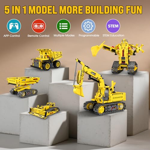 5-in-1 STEM Robotics Kits, 550 PCS Science Kits Building Blocks RC Robot Sets, App & Remote Control, Educational Toys for Kids Age 6 7 9 10 11 13 14+, DIY Gift for Boys & Girls
