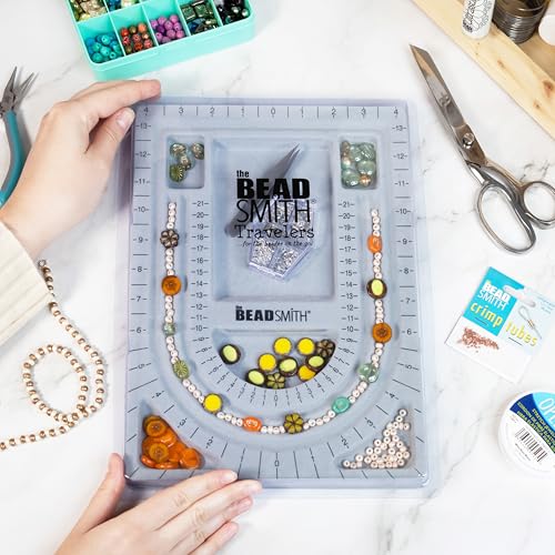 The Beadsmith Bead Board with Cover, Grey Flocked - size: 28" - U Channel w/ Cover