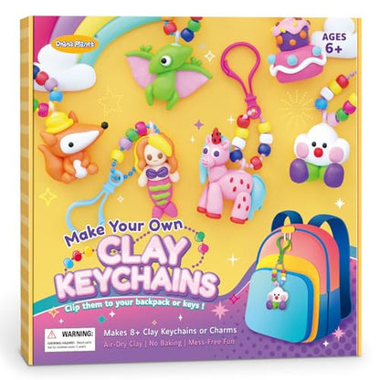 Drama Planet Clay Keychain Craft Kit for Kids, Make 8+ Keychains