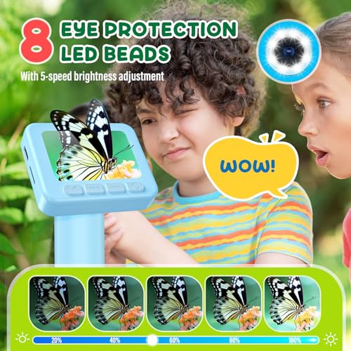 IMICHI Microscope for Kids 50X-1000X - 2 inch IPS HD Screen, 32GB Storage Card, 1080P Video, 2-Hour Battery Life, Easy Carry, Slides Included - Perfect Science Kit Gift for Kids Ages 8-12 Blue - color: Blue