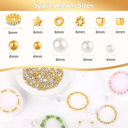 Funtopia Spacer Beads Bracelet Making Kit, 2320 Pcs Jewelry Making Supplies - color: 1.Gold, Silver, KC Gold