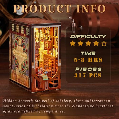 MiniCity Roaring Twenties Book Nook Kit, DIY 3D Bookshelf Insert with LED - color: Roaring Twenties Speakeasy