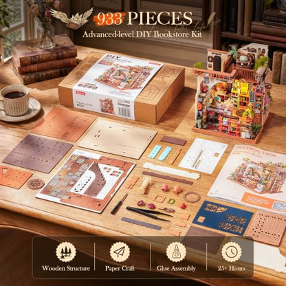Rolife Bookstore DIY Miniature Dollhouse Kit Creative Gift for Adults