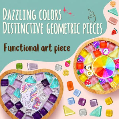 Glittery Garden Mosaic Craft Kit to Decorate Coaster with Glass Tiles - style: Mosaic Craft Kit