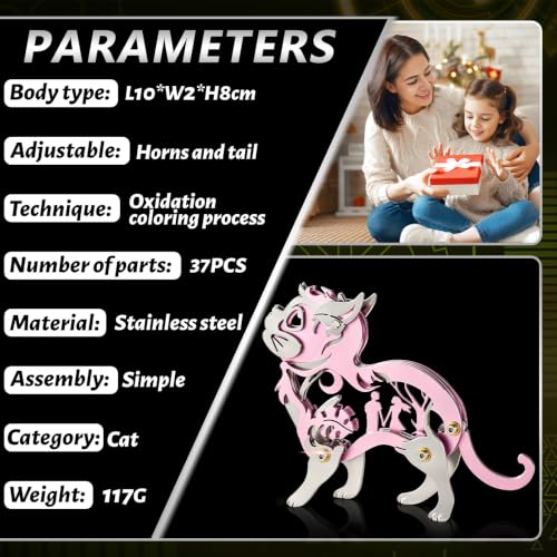 Pink Dream Cat Stainless Steel 3D Metal Puzzle Model Kit Art Craft - color: C04-pink Dream Cat
