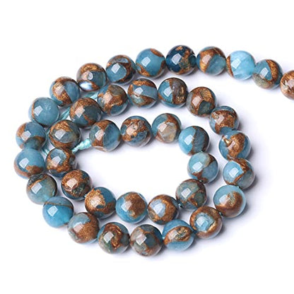 90PCS 8MM Lake Blue Cloisonne Craft Spacer Loose Beads for Jewelry Making DIY Bracelet - color: Blue Cloisonne, size: 8mm (2 strands)