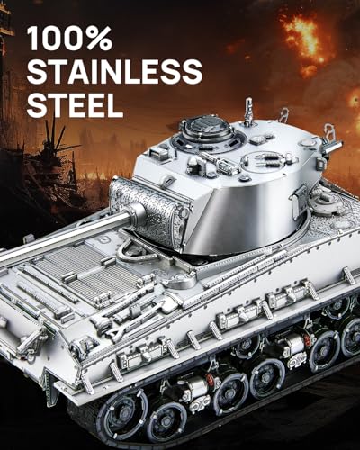 Piececool 3D Metal Puzzles for Adults, M4 Sherman Medium Tank Model Kits, Military Model Kits to Build DIY Hobbies Home Decoration Best Gifts