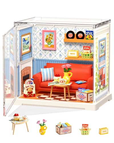 Rolife Super Creator Mini Series, DIY Plastic Miniature Kits Retail Store Series, Mini Model House Building Set for Teens Aged 14+, DIY Crafts/Hobbies for Adults (Country Blue Lounge) - style: Country Blue Lounge