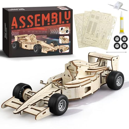 3D Wooden Puzzles for Adults, Formula 1 Racing Car Kit 66pcs