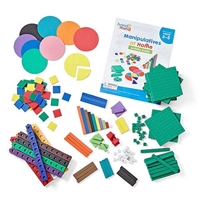 hand2mind - 93539 Take Home Math Manipulatives Kit for Kids, with Snap Cubes, Base Ten Blocks, Cuisenaire Rods, Angle Circles, and Color Tiles, Kindergarten Homeschool Supplies (293 Pieces) - style: Plastic and foam, Ages 8-10