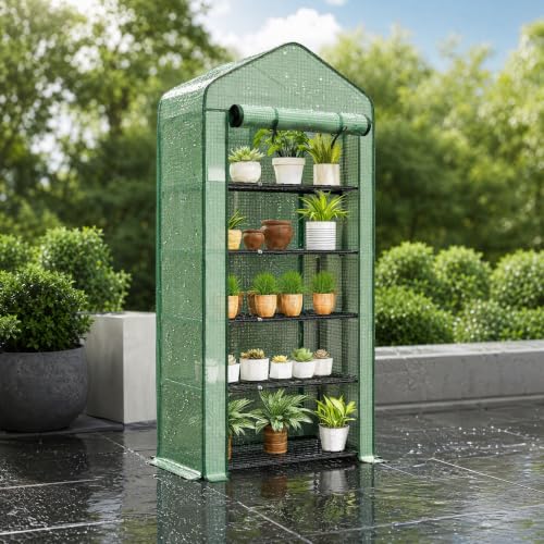 5‑Tier Mini Greenhouse, Small Walk‑in Plant Green House, Green - color: Green B, size: Mini